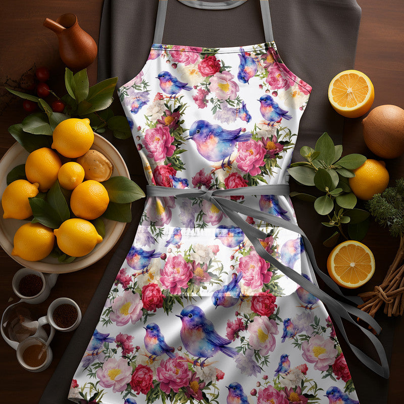 Purple Bird Medium Length Apron By Mark Van Vuuren