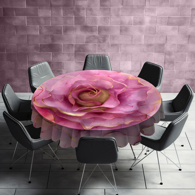 Purple Rose Round Tablecloth