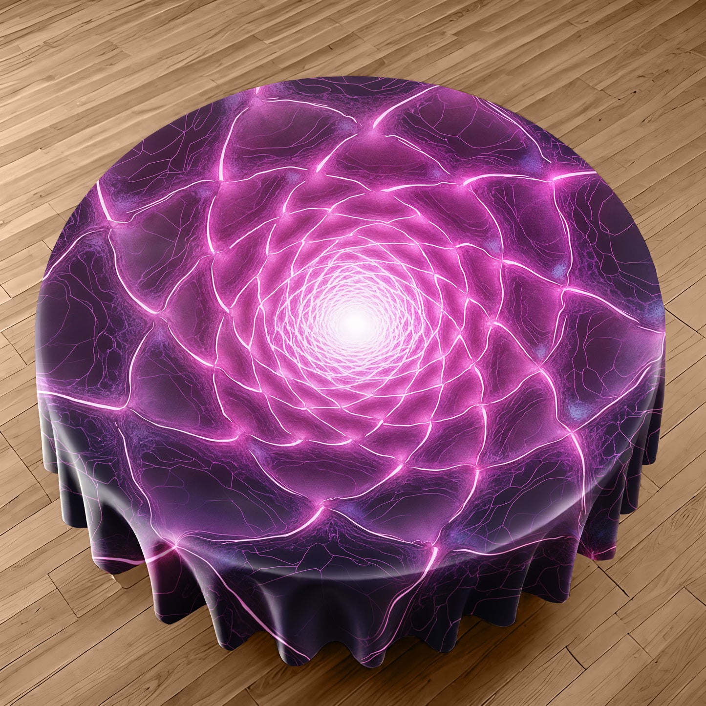 Purple Illusion Round Tablecloth