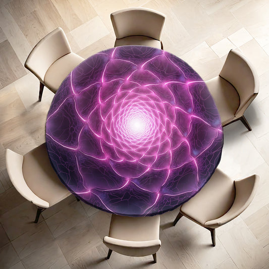 Purple Illusion Round Tablecloth