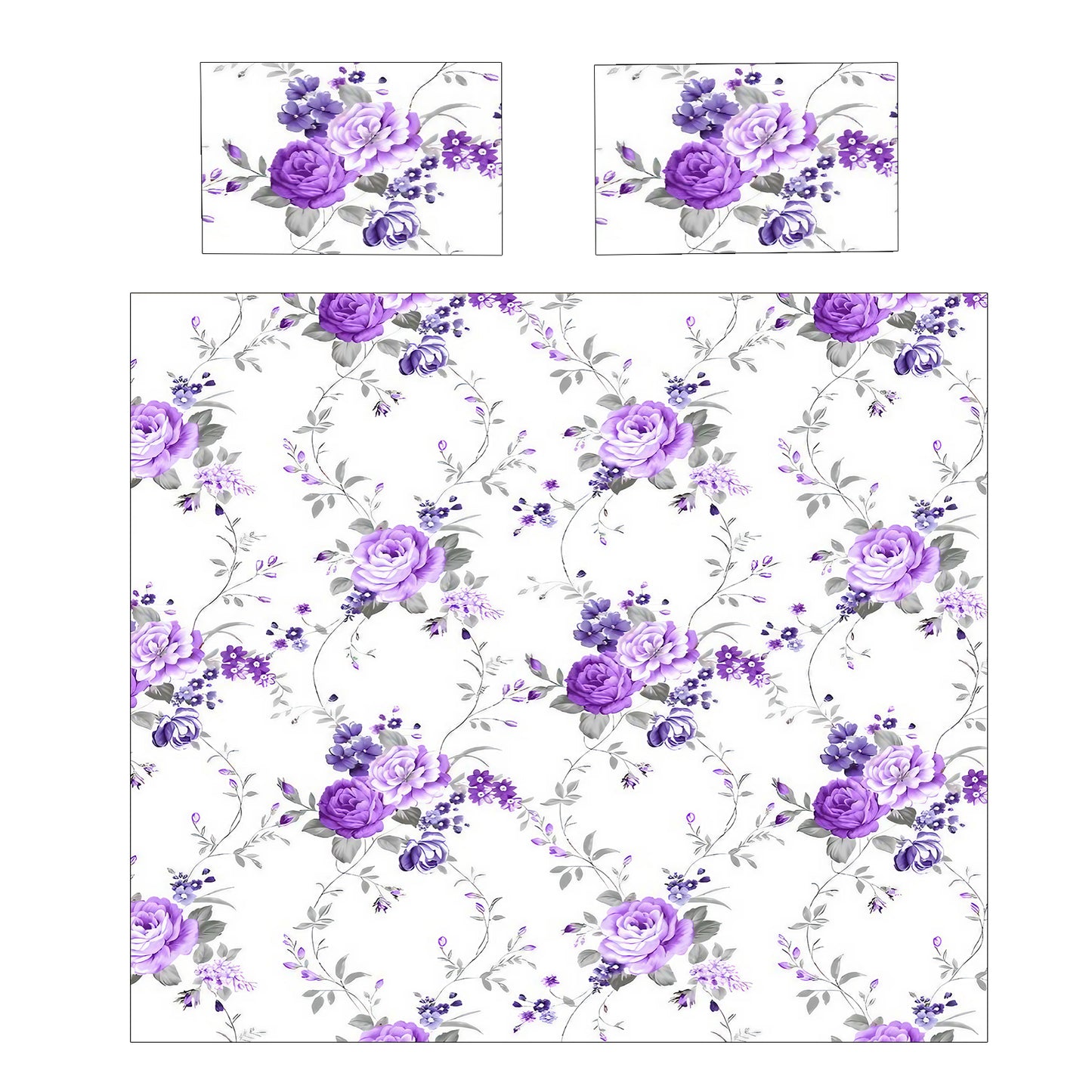 Purple Rose Bouquets Duvet Cover Set
