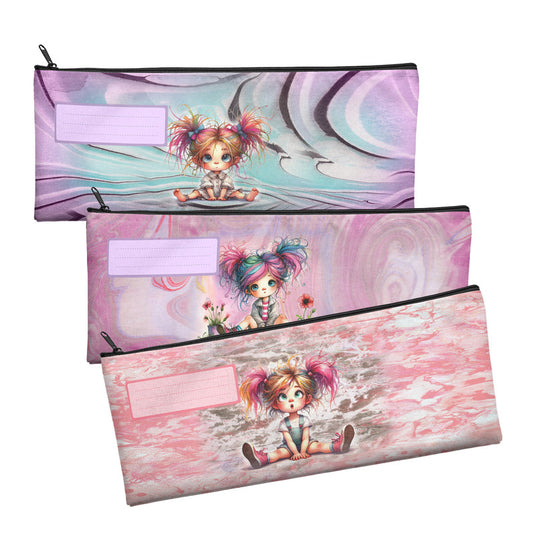 Zip & Go Quirky Girl Colours Pencil Bags Set of 3