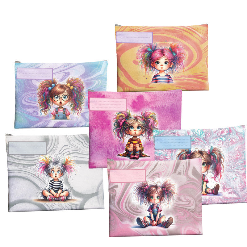 Quirky Little Girl Subject Savvy Book Bags Set Of 6
