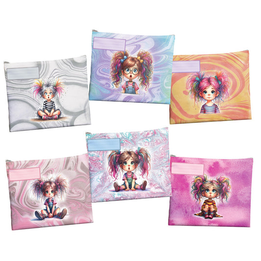 Quirky Little Girl Subject Savvy Book Bags Set Of 6