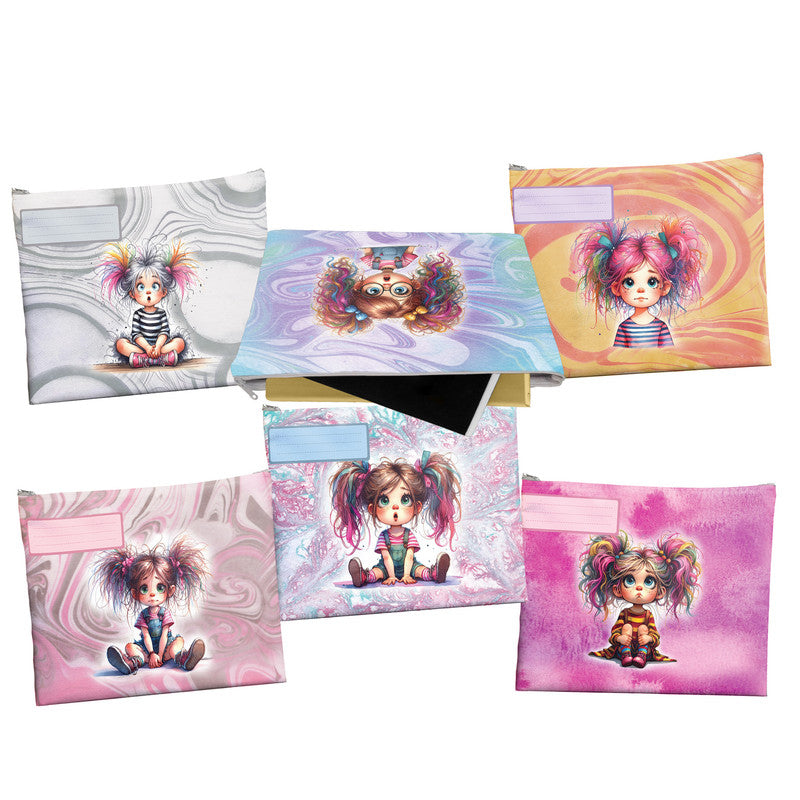 Quirky Little Girl Subject Savvy Book Bags Set Of 6