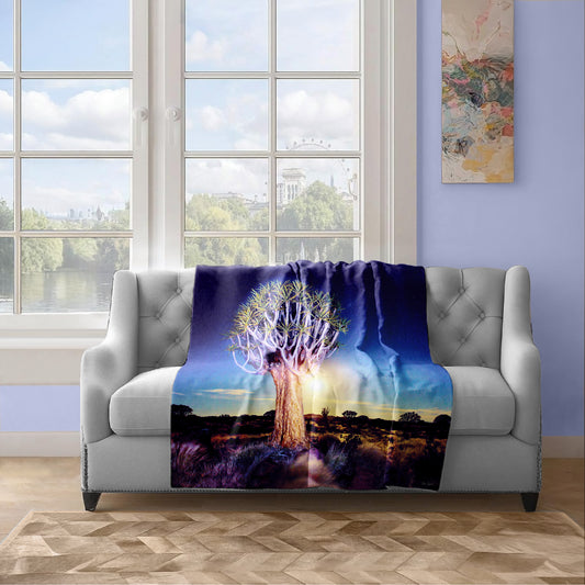 Quiver tree in Moonlight Light Weight Fleece Blanket by Fanie Heymans