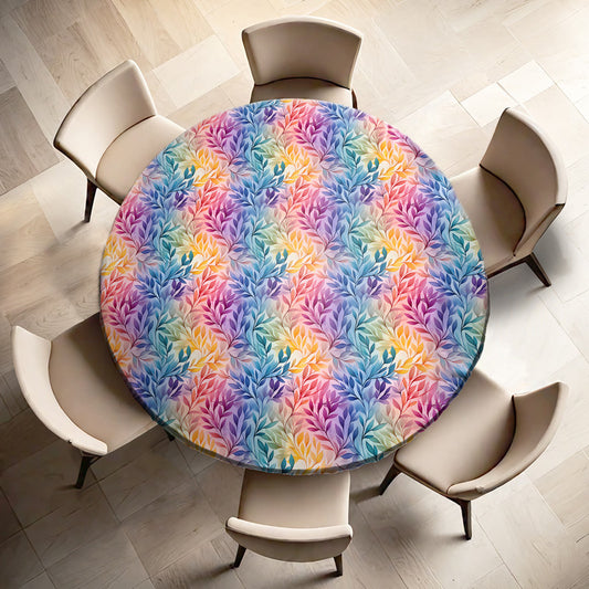 Rainbow Foliage Soft Round Tablecloth