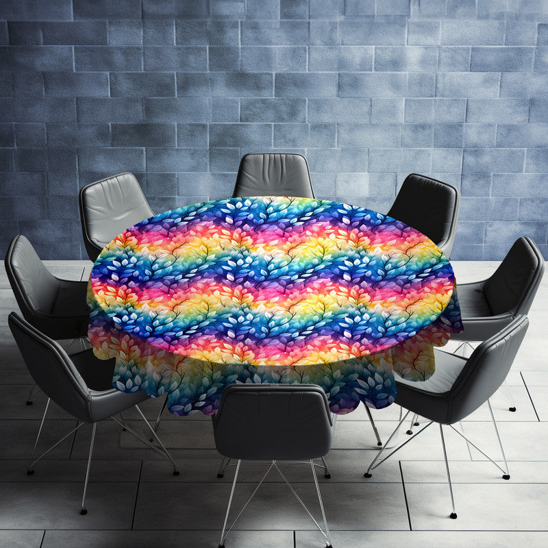 Rainbow Foliage Bright Round Tablecloth