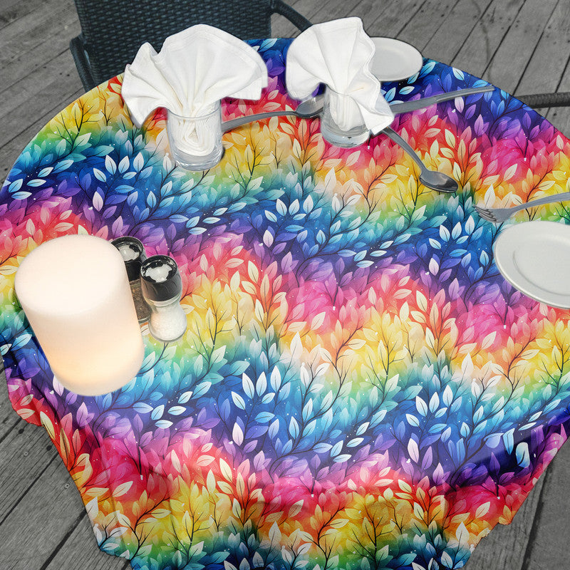 Rainbow Foliage Bright Round Tablecloth