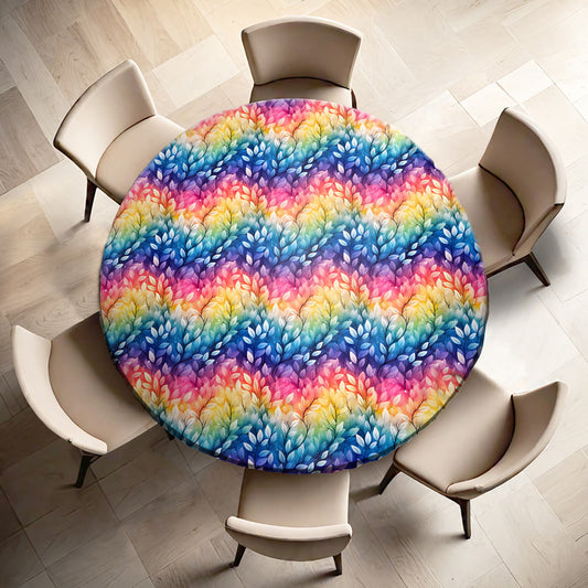 Rainbow Foliage Bright Round Tablecloth