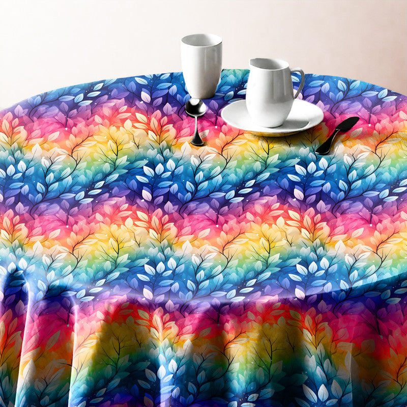 Rainbow Foliage Bright Round Tablecloth