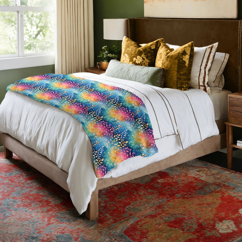 Rainbow Bright Foliage Light Bed Throw