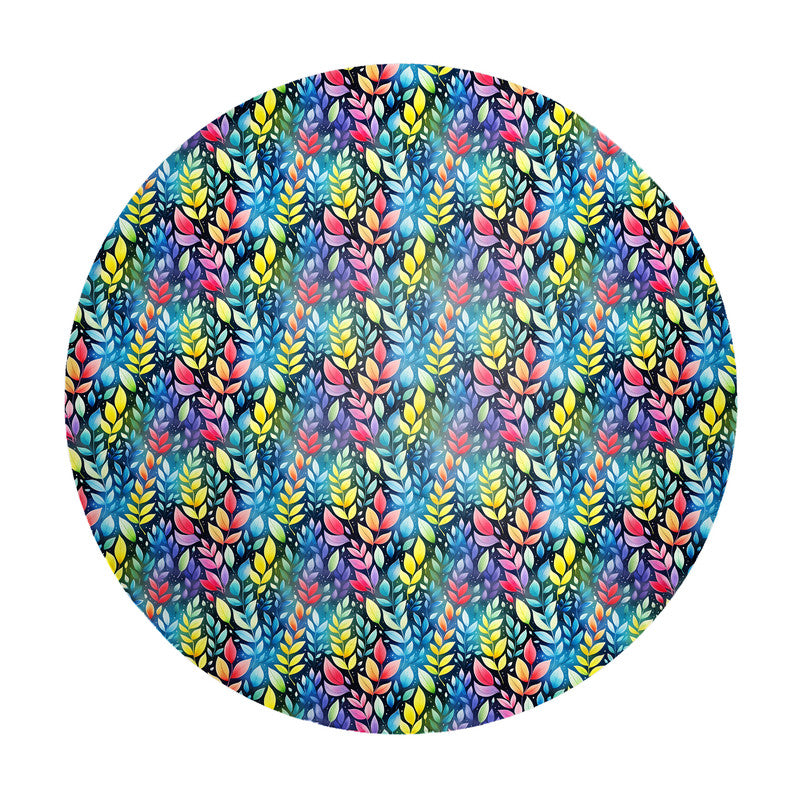 Rainbow Foliage Teal Round Tablecloth