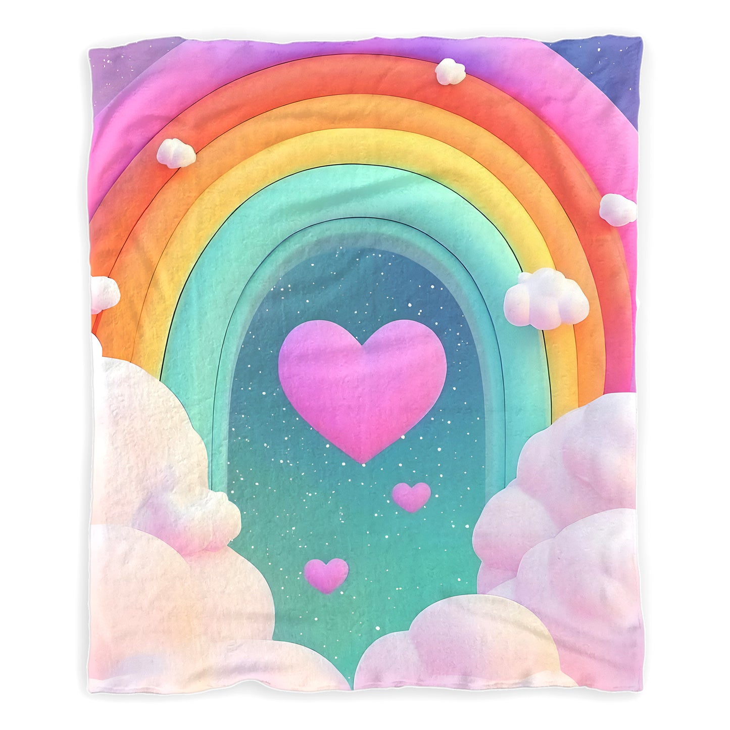 Rainbow Heart Minky Blanket