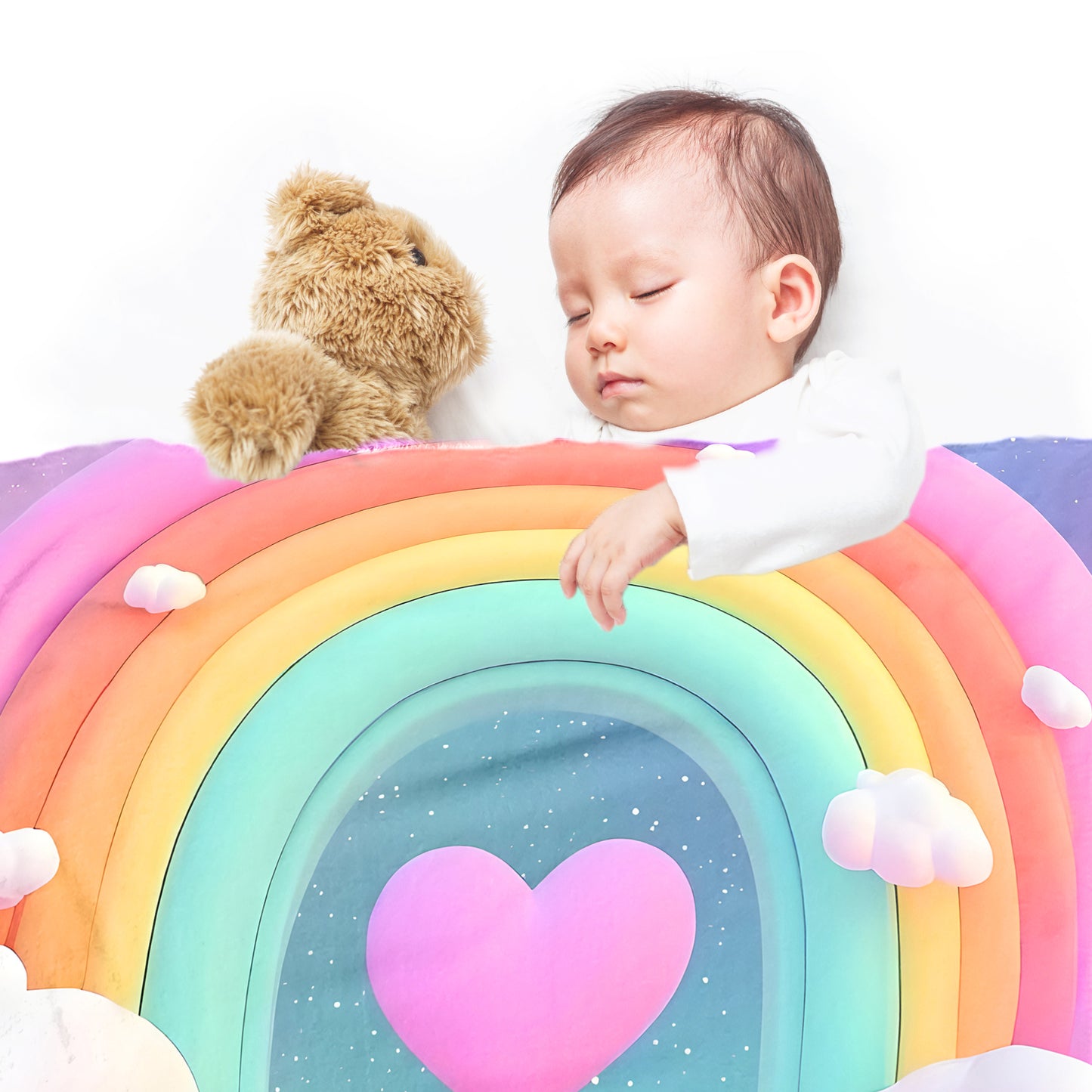 Rainbow Heart Minky Blanket