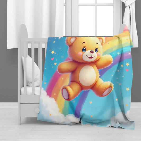 Rainbow Teddy Hugs Minky Blanket