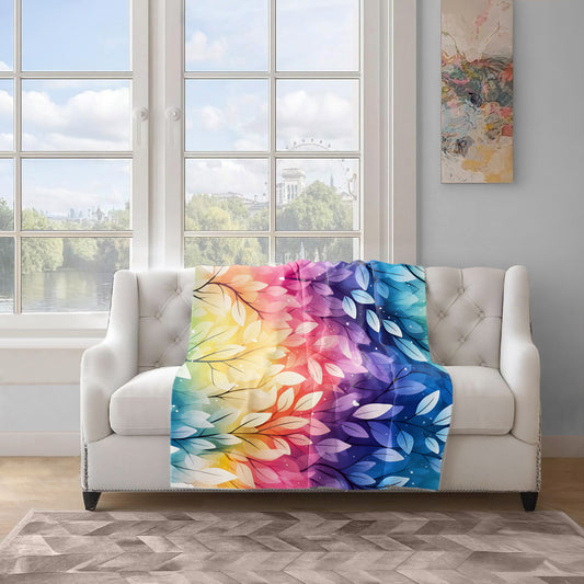 Rainbow Foliage Light Weight Fleece Blanket