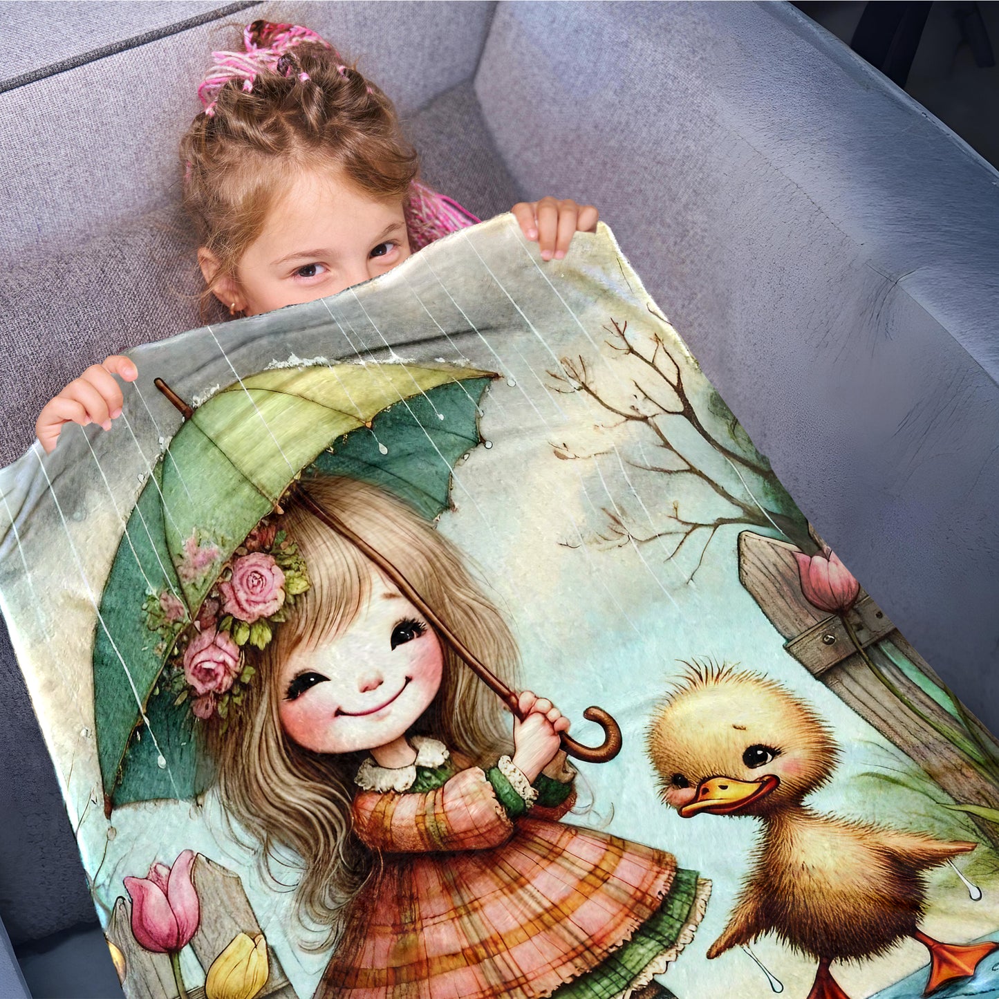 Rainy day Toddler Fleece Blanket