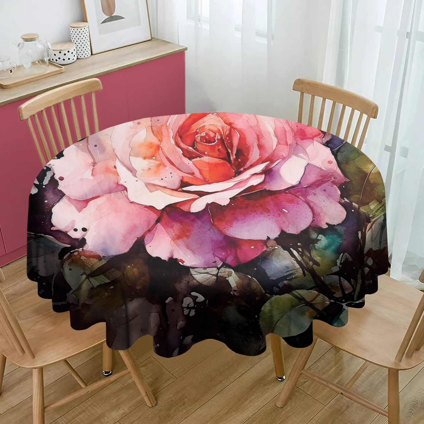 Rambling Rose Round Tablecloth