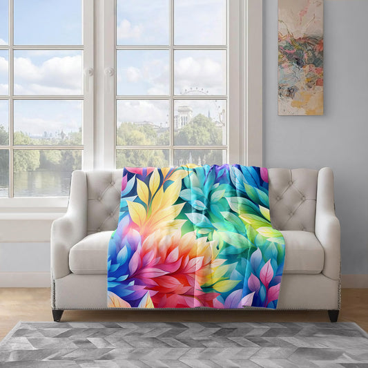 Rainbow Foliage Bright Light Weight Fleece Blanket