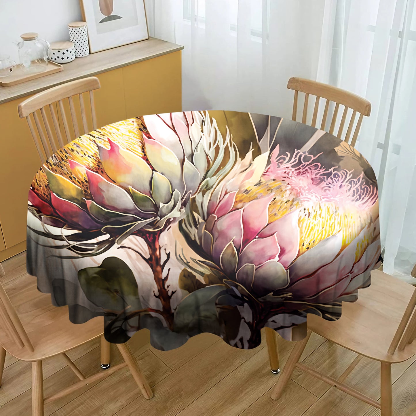 Rare Protea Round Tablecloth