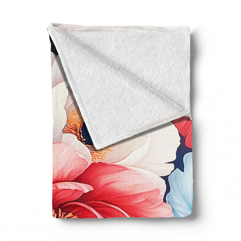 Red And Blue Flower Painting Light Weight Fleece Blanket by Wikus Schalkwyk