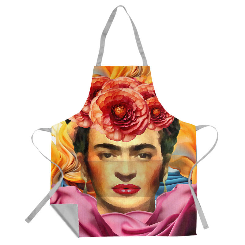 Red Floral Freda Medium Length Apron By Mark Van Vuuren