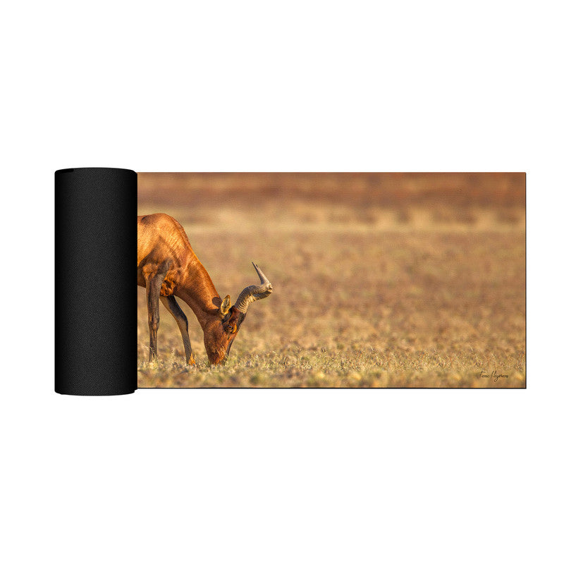 Red Hartebeest Grazing Desk Pad by Fanie Heymans