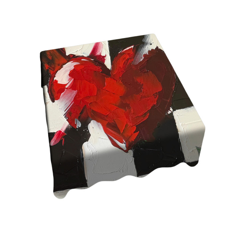 Red Heart Square Tablecloth by Juanette Menderoi