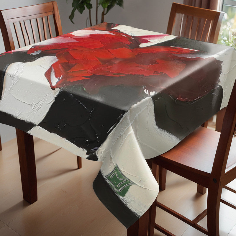Red Heart Square Tablecloth by Juanette Menderoi