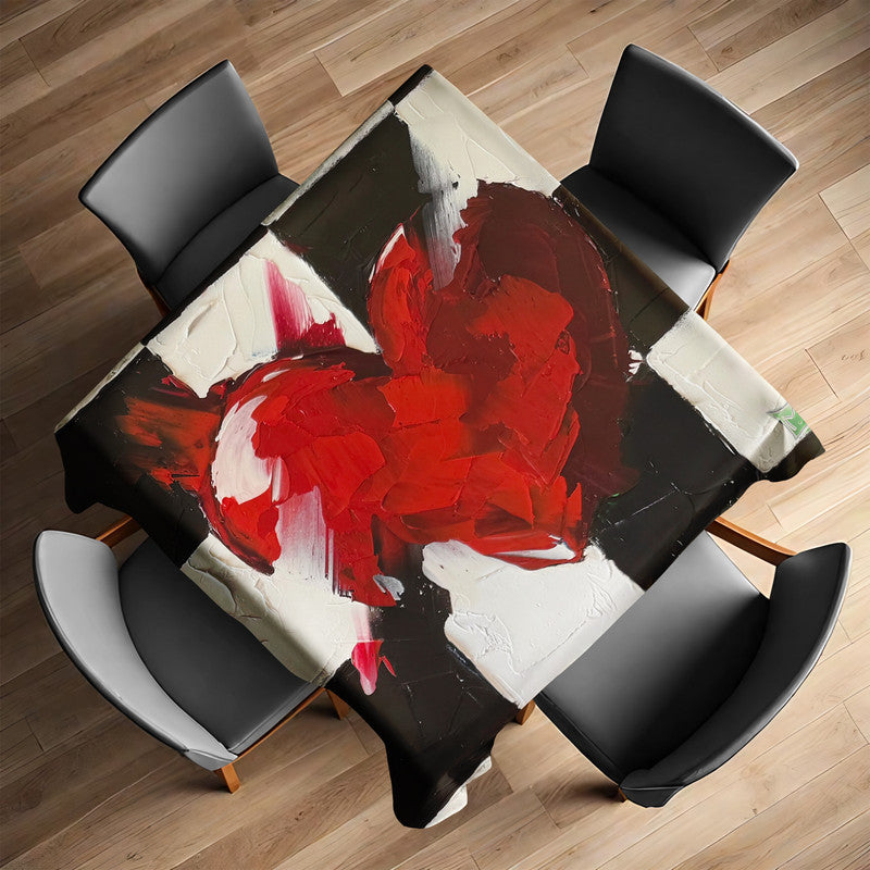 Red Heart Square Tablecloth by Juanette Menderoi