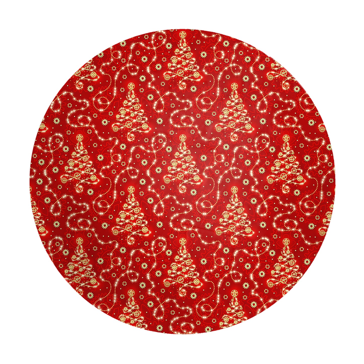 Red Christmas Tree Round Tablecloth