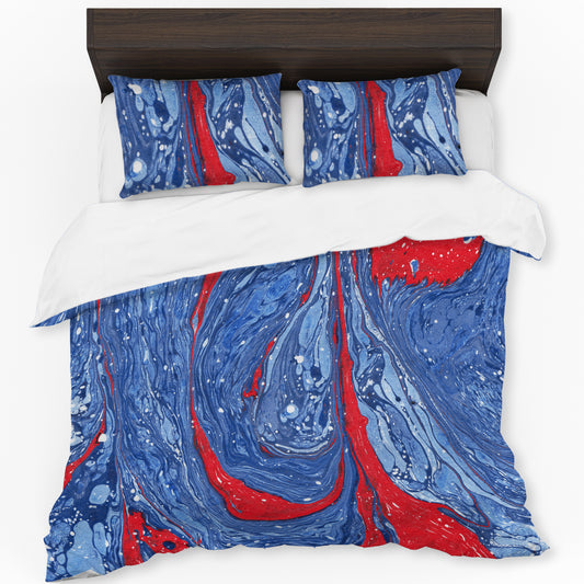 Red Flow Aquamarine Currents Duvet Cover Set