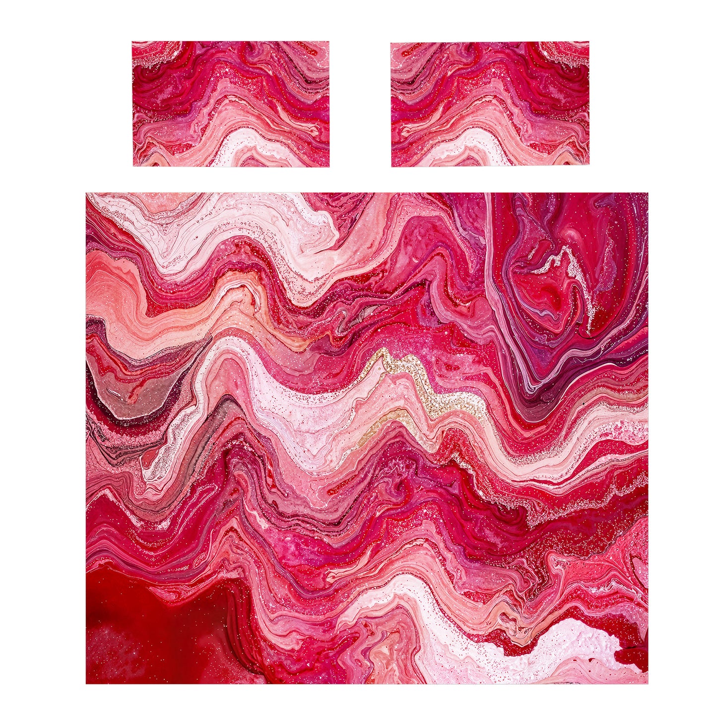Red Waves Duvet Cover Set
