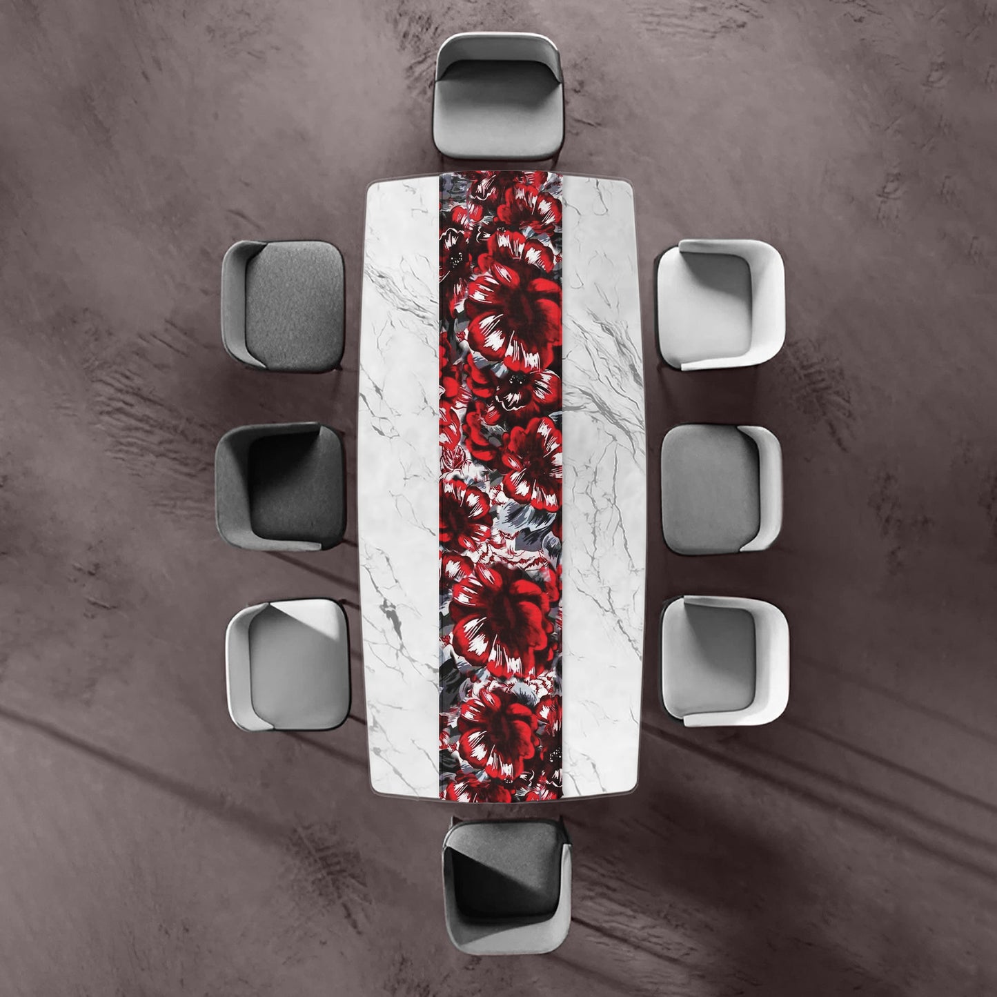 Red and Black Floral Table Runner