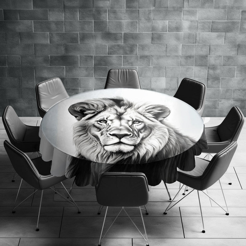Regal Majesty Lion Round Tablecloth by Nathan Pieterse