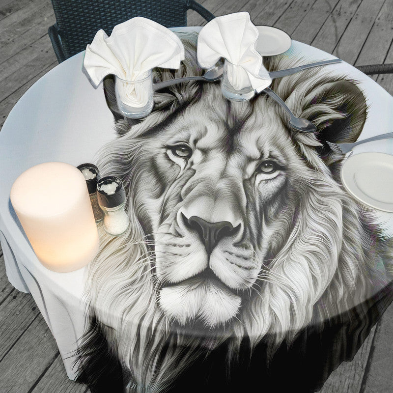 Regal Majesty Lion Round Tablecloth by Nathan Pieterse