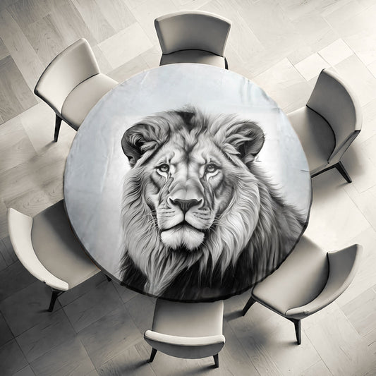 Regal Majesty Lion Round Tablecloth by Nathan Pieterse