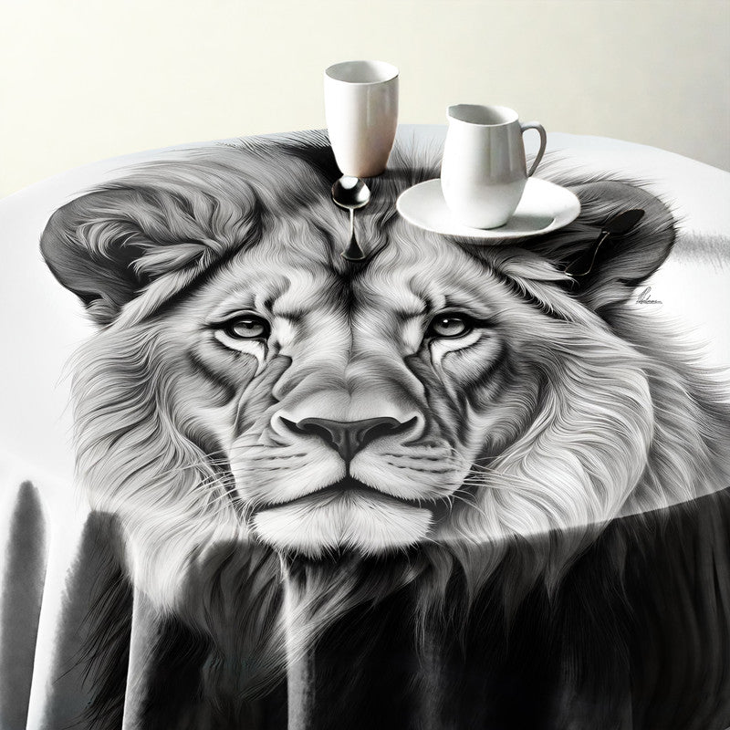 Regal Majesty Lion Round Tablecloth by Nathan Pieterse