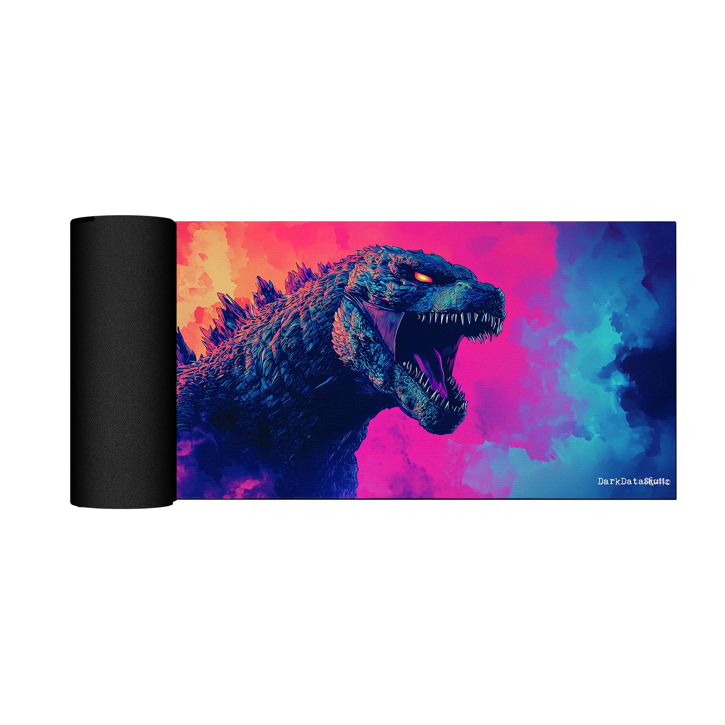 Retro Pop Art Godzilla Dust Large Desk Pad by Wikus Schalkwyk