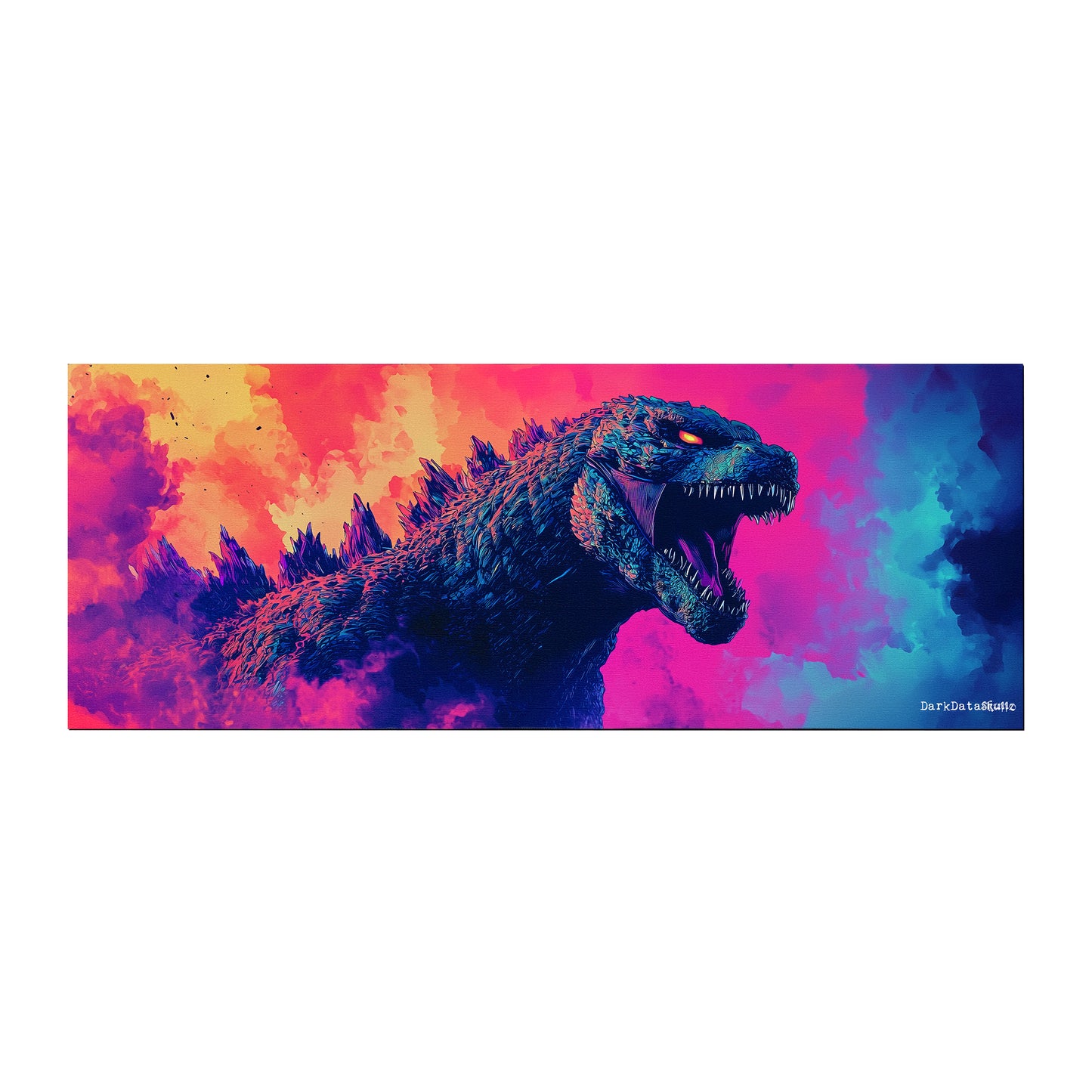 Retro Pop Art Godzilla Dust Large Desk Pad by Wikus Schalkwyk