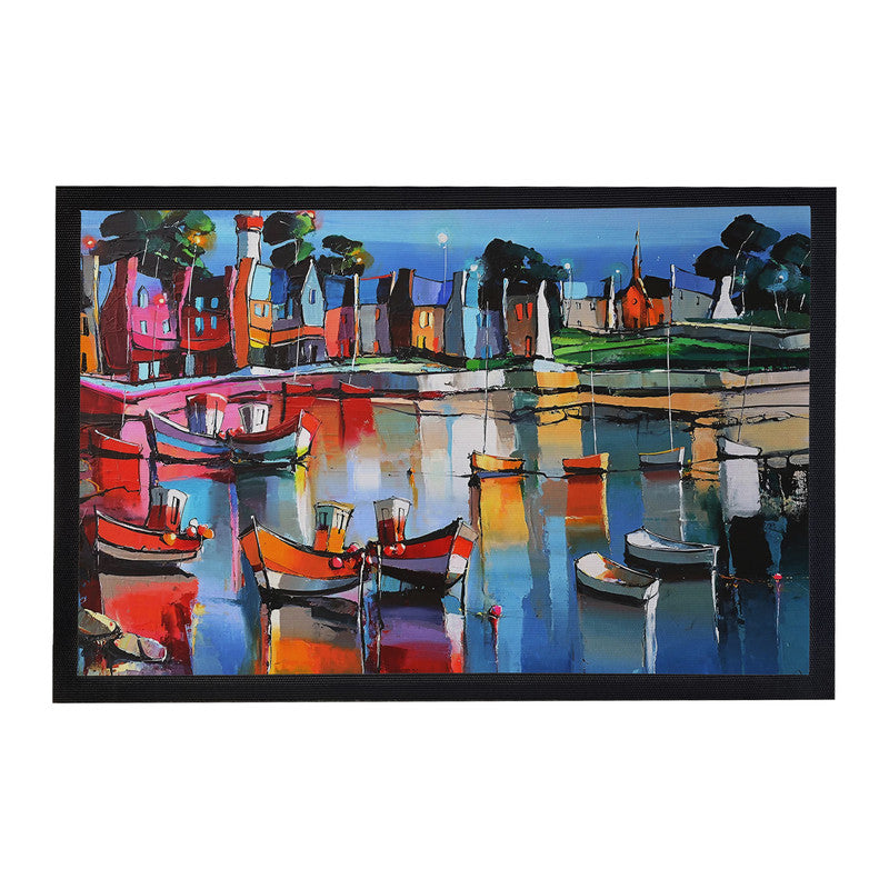River Painted Boats Door Mat
