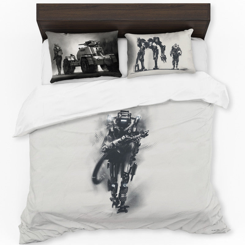 Robot Sketch Duvet Cover Set by Vlad Mel