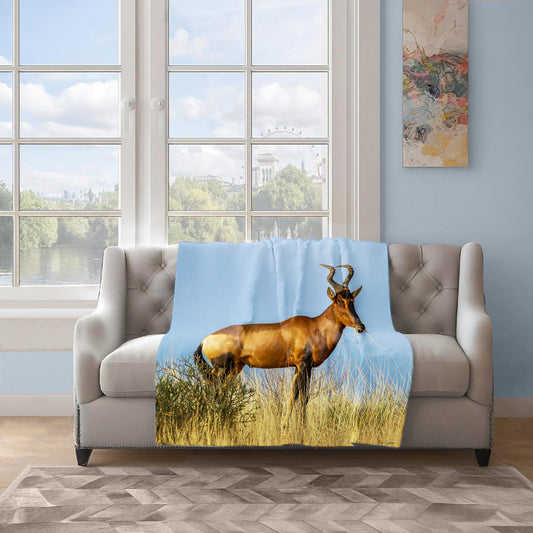 Rooi Hartebees Light Weight Fleece Blanket By Fanie Heymans