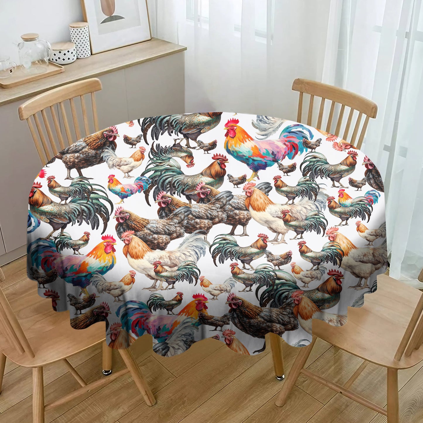 Rooster Mixer By Mark Van Vuuren Round Tablecloth