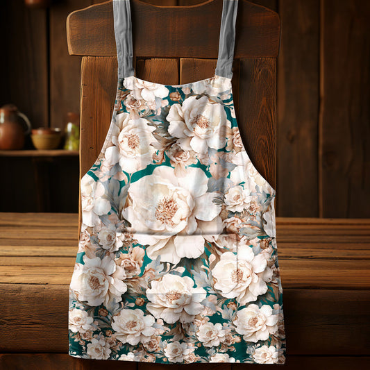 Rose Gold Floral Medium Length Apron By Mark Van Vuuren