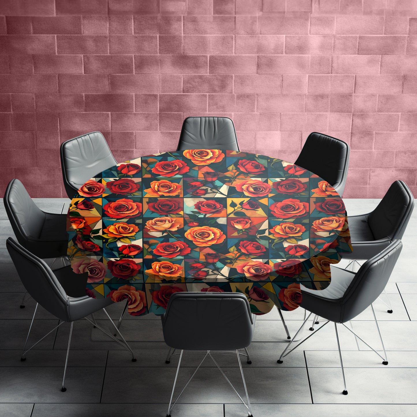 Rose Collage Round Tablecloth