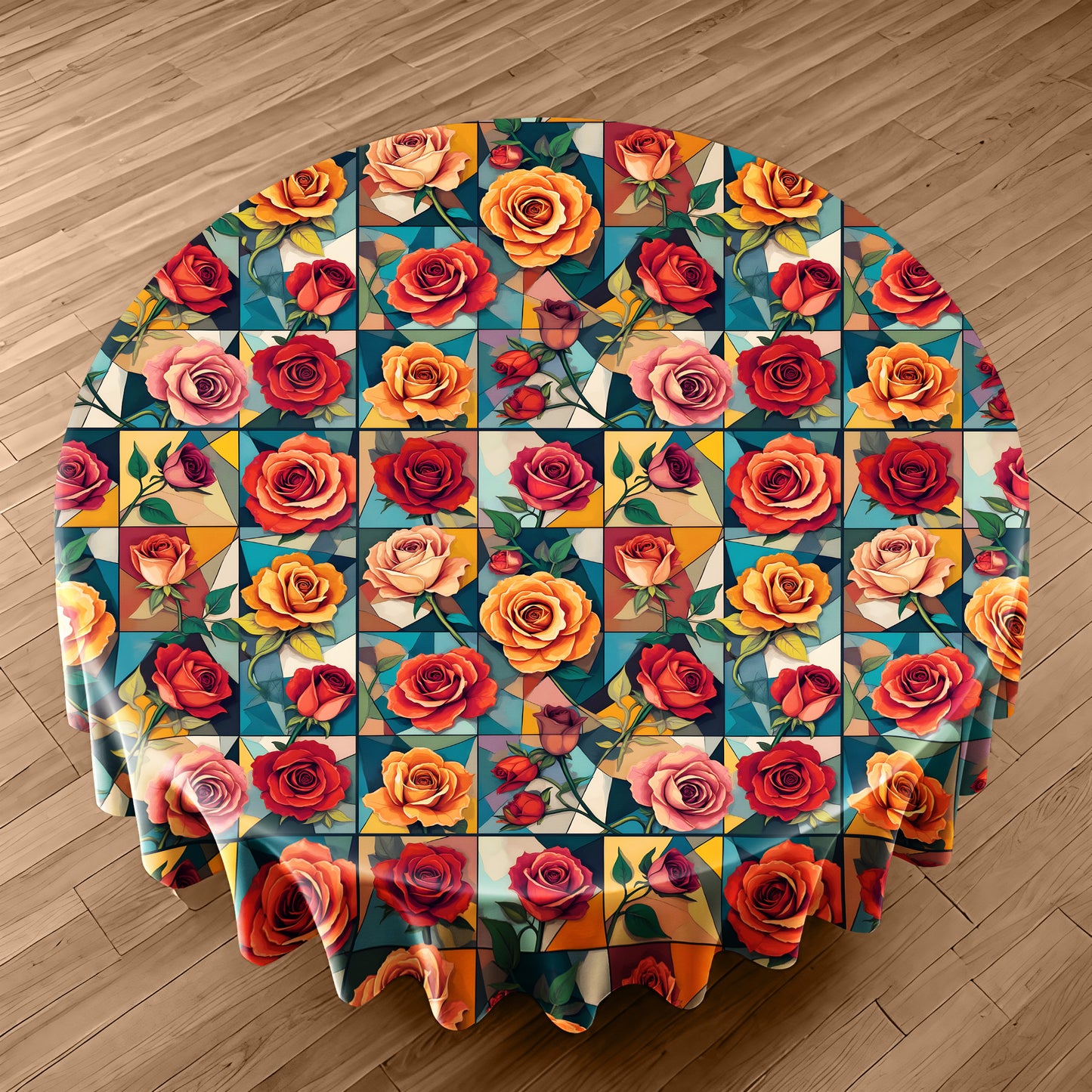 Rose Collage Round Tablecloth
