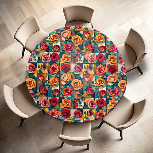 Rose Collage Round Tablecloth