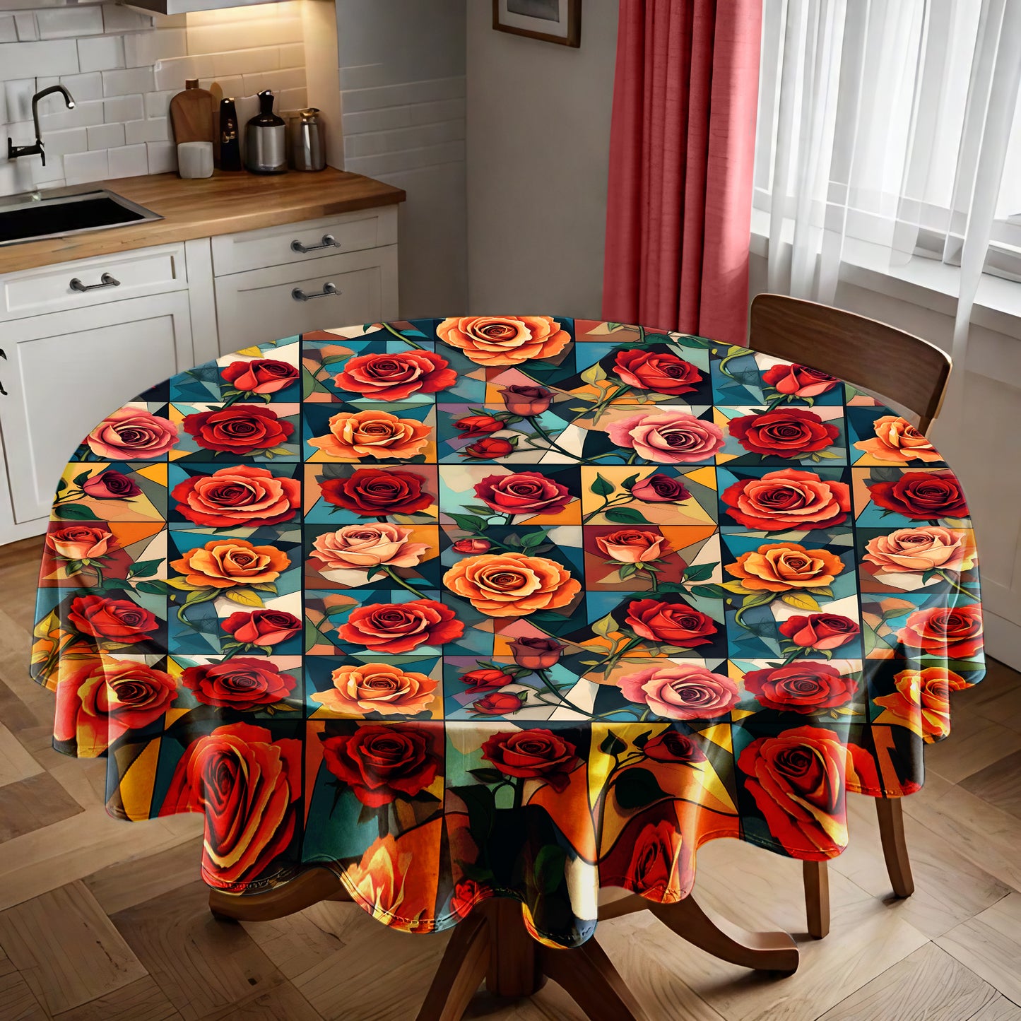 Rose Collage Round Tablecloth